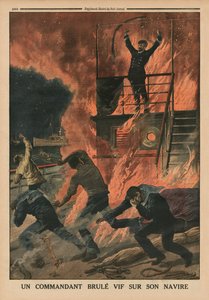 Un capitaine brûlé vif à bord de son navire, illustration de couverture arrière de 